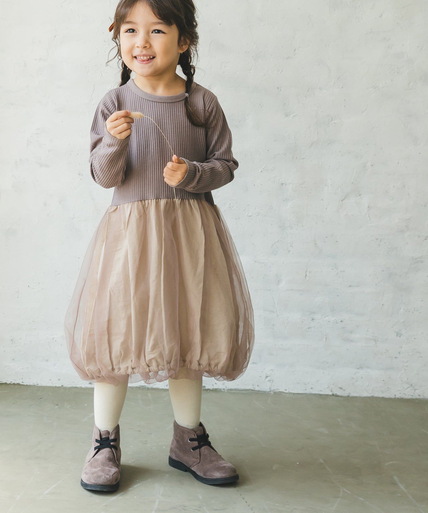 日本 PAIRMANON - 小精靈澎澎紗裙洋裝-摩卡