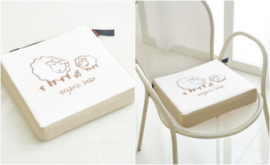 韓國 Organic Bean - 防水乳膠透氣兒童增高座墊-鯨魚家族-黃 (35x35x7cm)