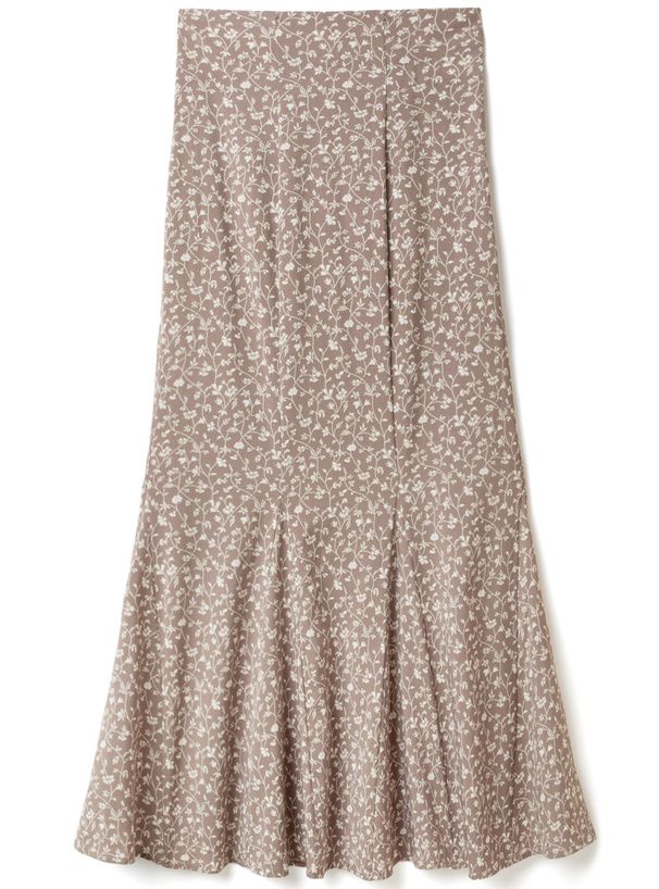 日本 GRL - 氣質小碎花雪紡魚尾裙-米杏