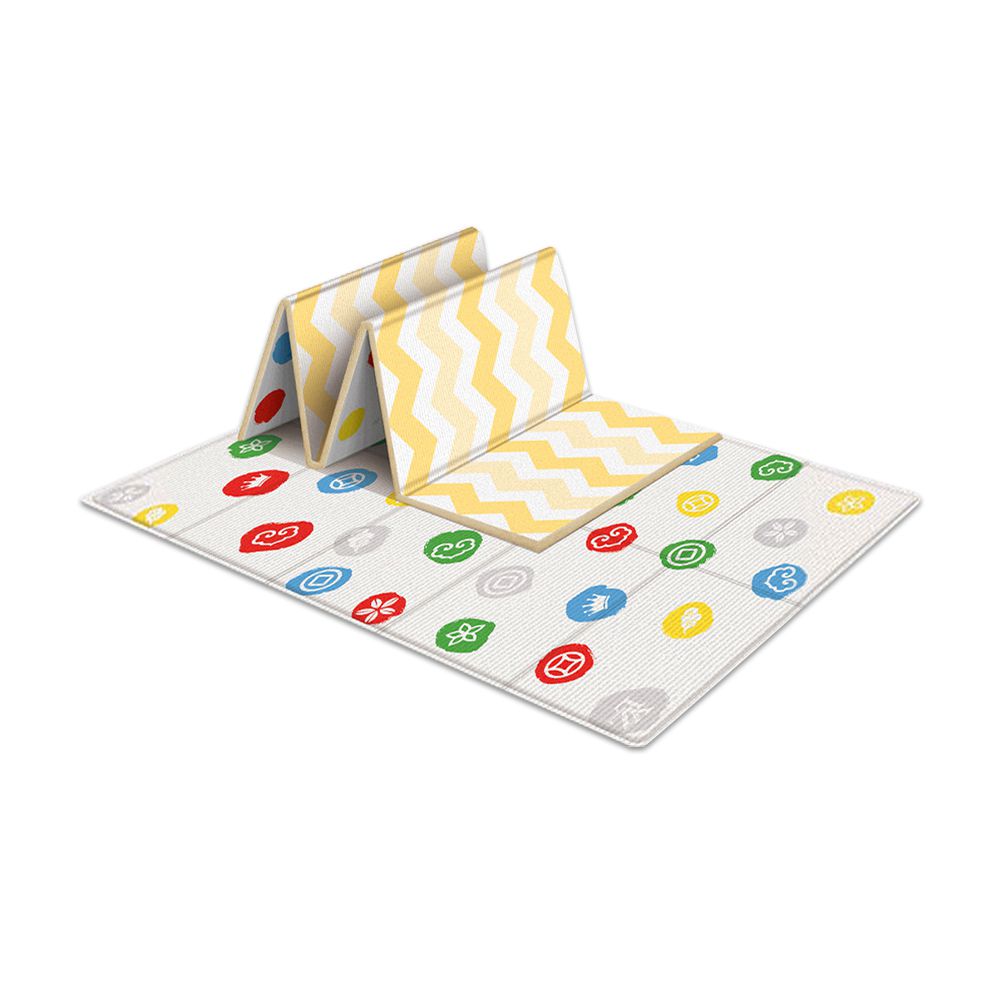 寶寶爬行墊 防水遊戲墊 防撞地墊 野餐墊 雙面可用-波點+波紋款 (200*180*1cm)