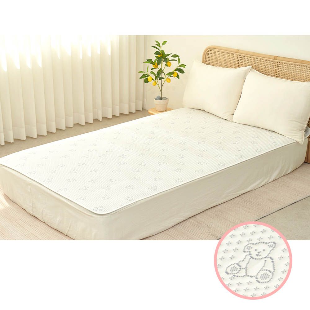 韓國製 4層防滲接觸涼感防水墊-灰玩偶熊