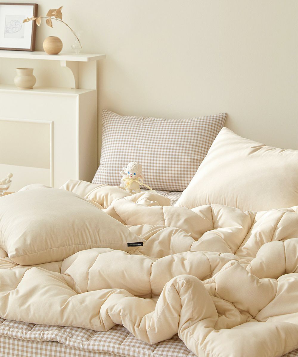 韓國 Maatila - 可水洗超細纖維桃皮感四季被-奶油白