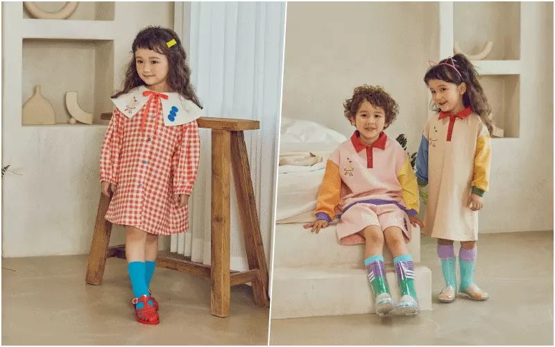 韓國 Mimico - 鬆緊腰寬百褶褲裙-花朵