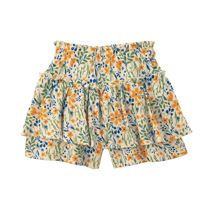 日本千趣會 - 碎花波浪純棉百摺褲裙-紫粉色系