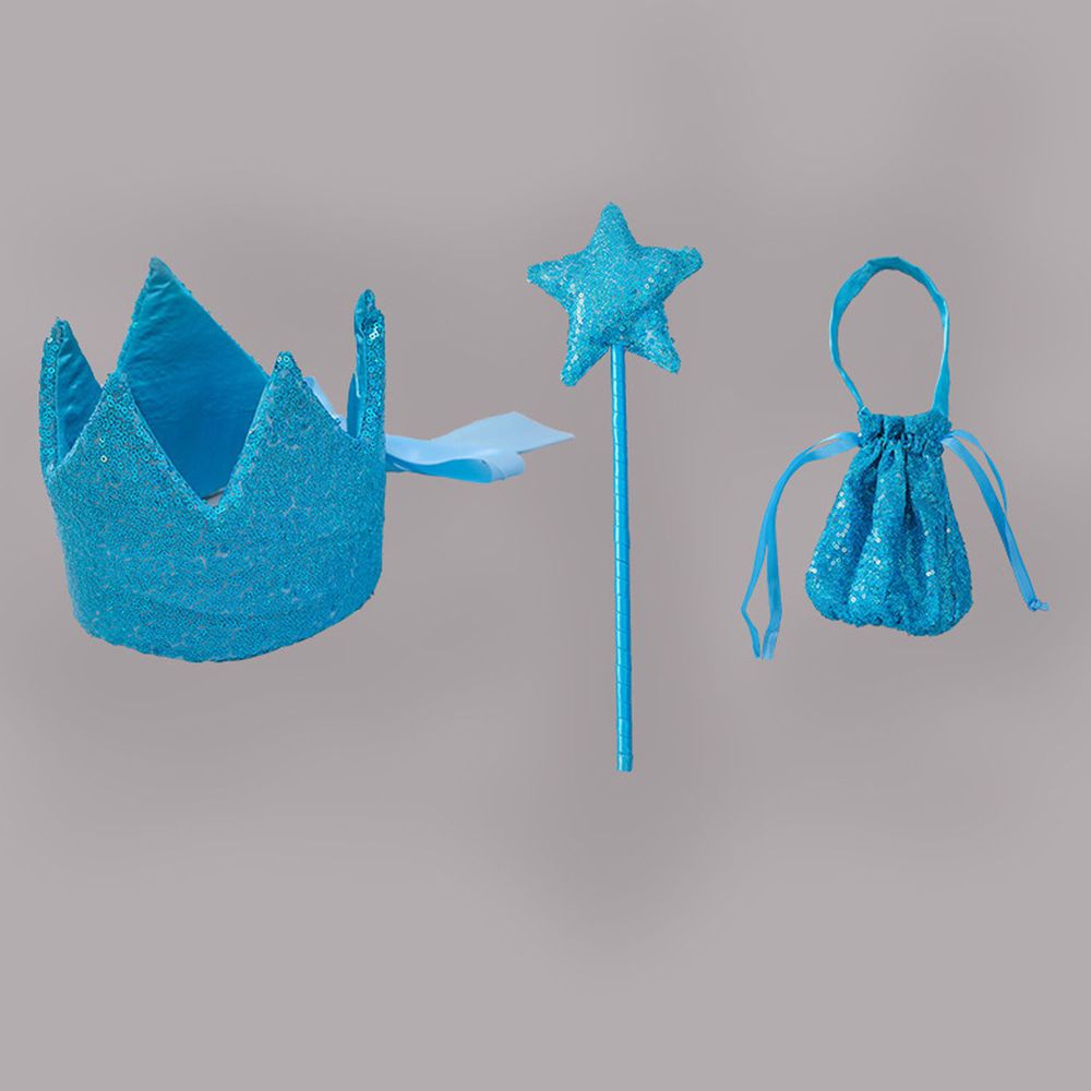 公主皇冠配件3件組-藍色-3件組（皇冠+魔杖+小包）