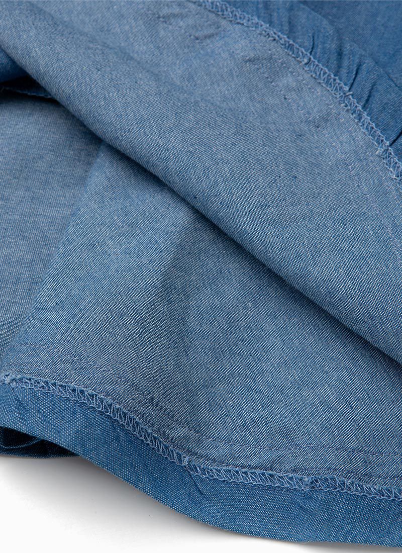 韓國 OZKIZ - 丹寧水手排釦連身洋裝-丹寧藍