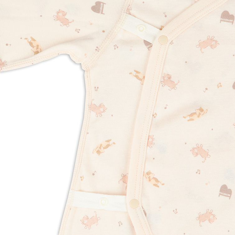 akachan honpo - 新生兒內衣6件組 長袖-按扣款 小貓-粉紅色 (肚衣:50cm 蝴蝶裝:50~60cm)