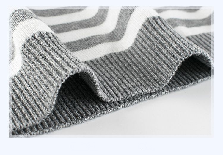 純棉針織長袖毛衣-撞色插肩條紋-紅藍色