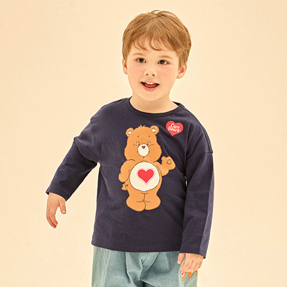 聯名款哈囉大熊純棉長袖上衣-海軍藍