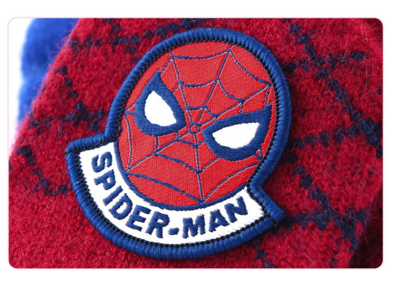 兒童翻蓋保暖半指手套-卡通人物蜘蛛人-紅色 (建議5-8歲)