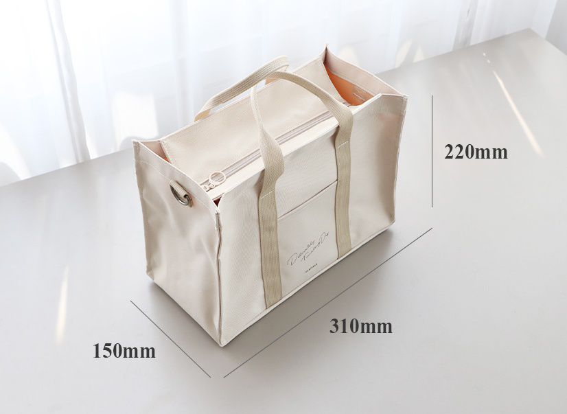 韓國 Conitale - 帆布多隔層媽媽包/推車收納袋-質感灰 (31X22X15cm)