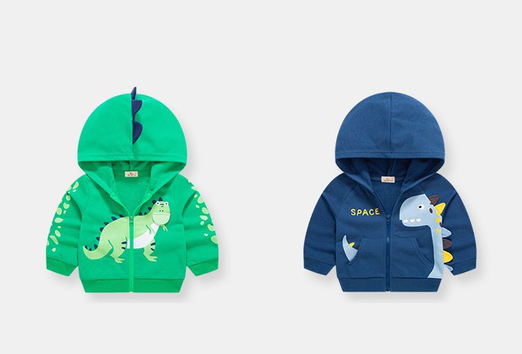 休閒連帽外套-Q版恐龍-綠色