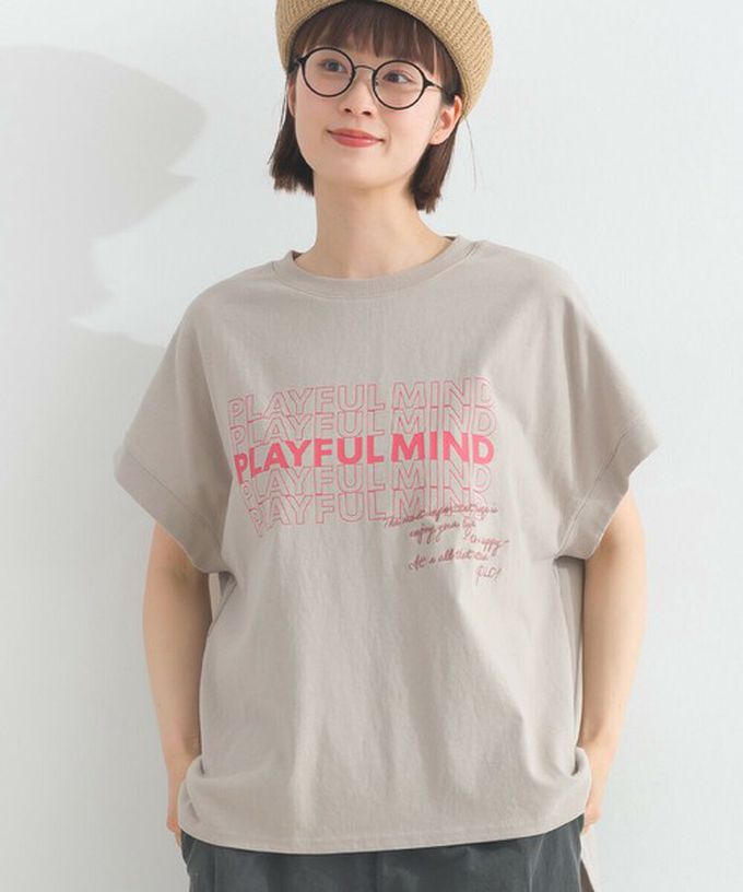 日本 Lupilien - 16OE天竺棉 法式英文標語短袖上衣-黑