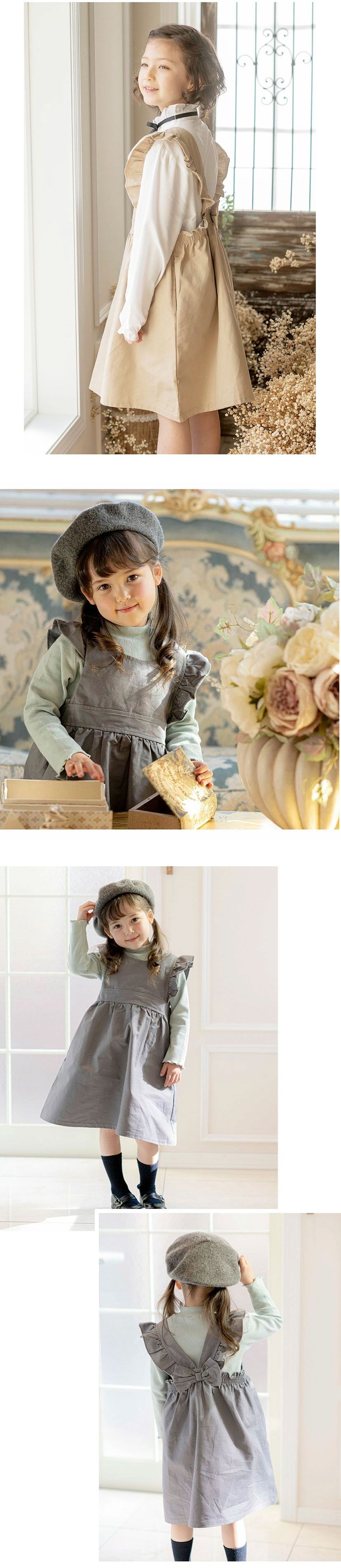 日本 Catherine Cottage - 背後蝴蝶結洋娃娃背心裙-氣質灰