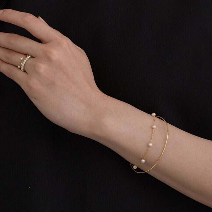 日本 Melody Accessory - 日本製 柔美細緻雙層手鏈-金屬片-金