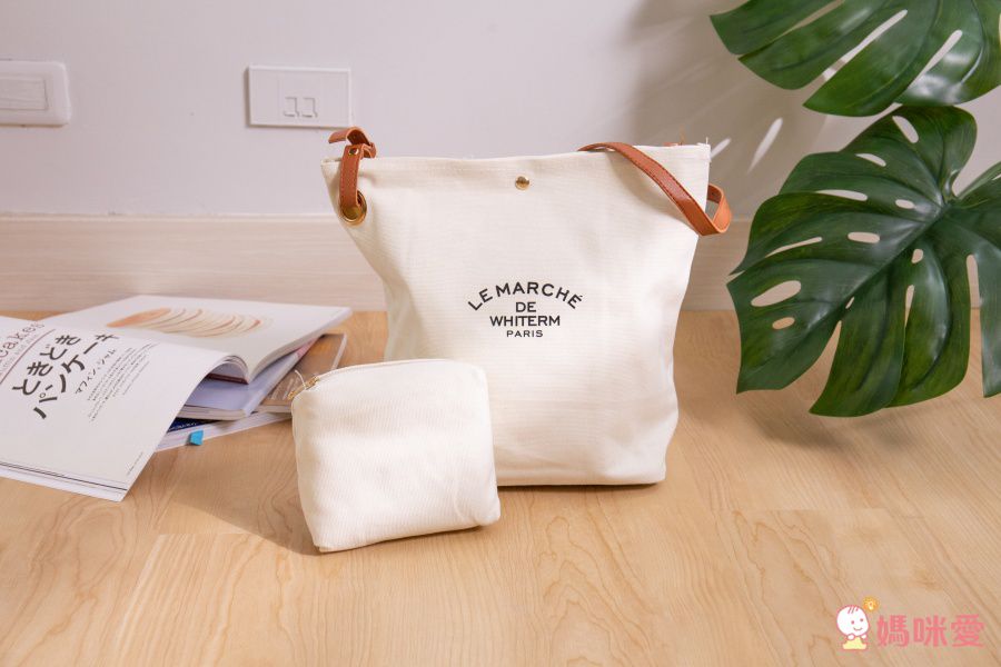 韓版 - 子母帆布包(附背帶,小收納袋)-黑