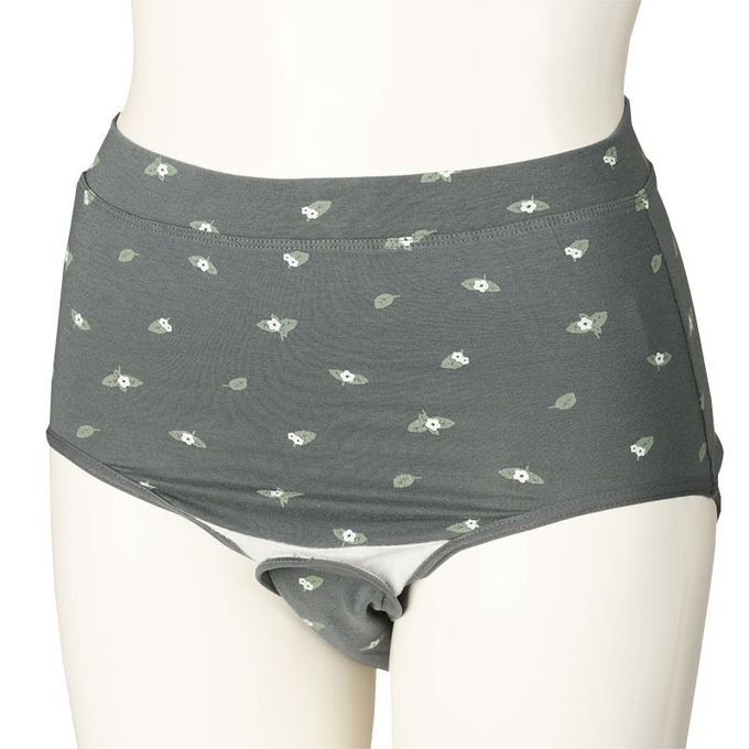 akachan honpo - 產後護理內褲腹部舒適款-小花-深灰色