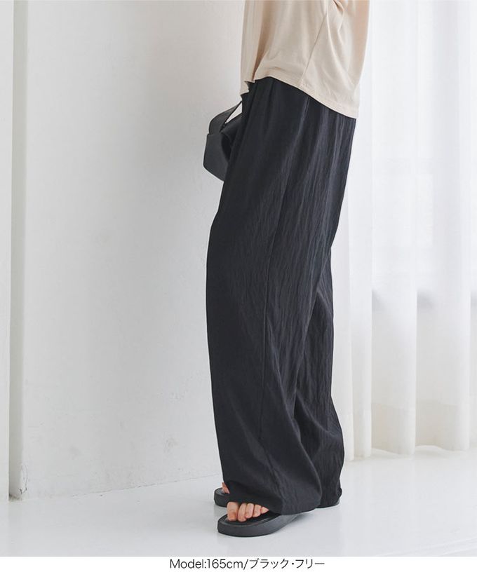 日本 Kobe Lettuce - 嫘縈涼感 全鬆緊寬版休閒長褲-黑