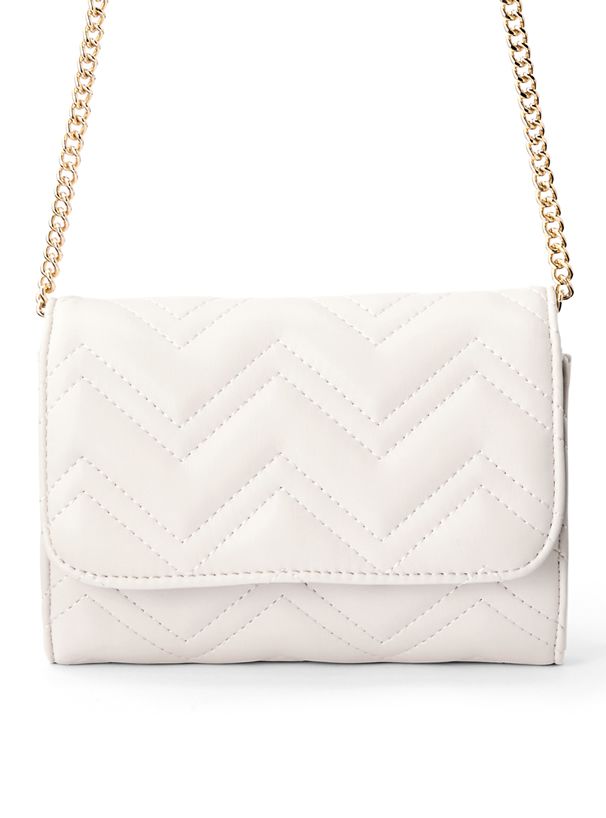 日本 GRL - 絎縫時尚金屬鏈側背小包-淺米 (F)