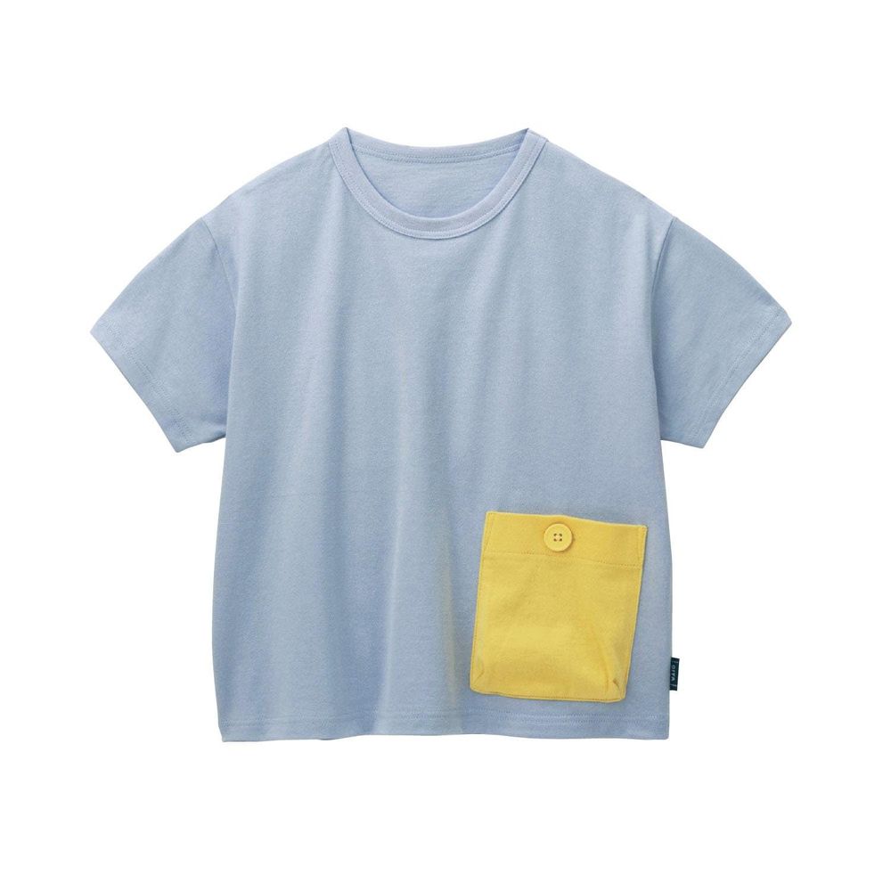 日本千趣會 - GITA 天竺棉短T-撞色口袋-水藍x黃