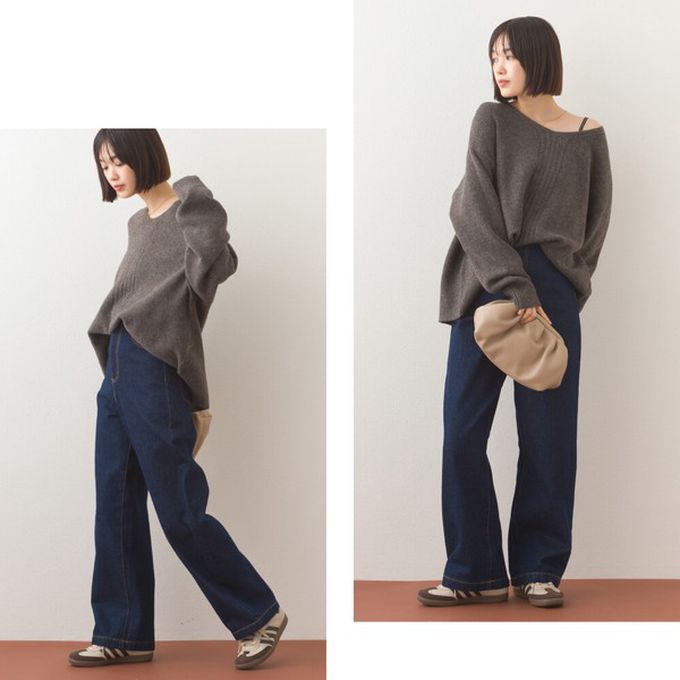 日本 OMNES - V領美型優雅混色感針織毛衣-淺灰