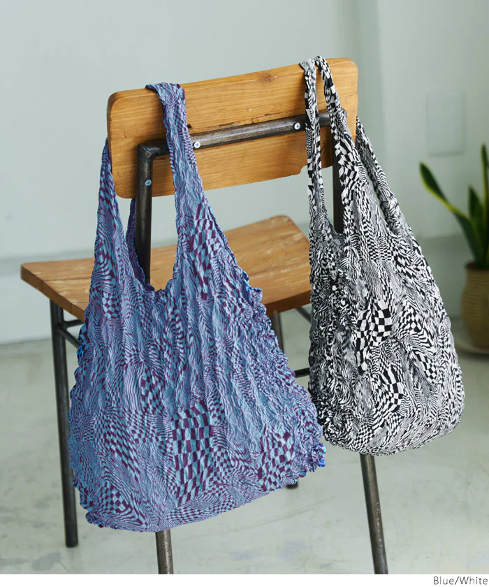 日本 COCA - 泡泡皺褶伸縮容量環保袋-手提/肩背款-暗夜海洋