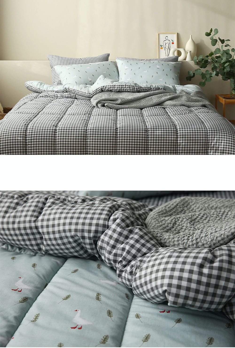 韓國 Maatila - 可水洗超細纖維桃皮感棉被-藍色鴨鴨