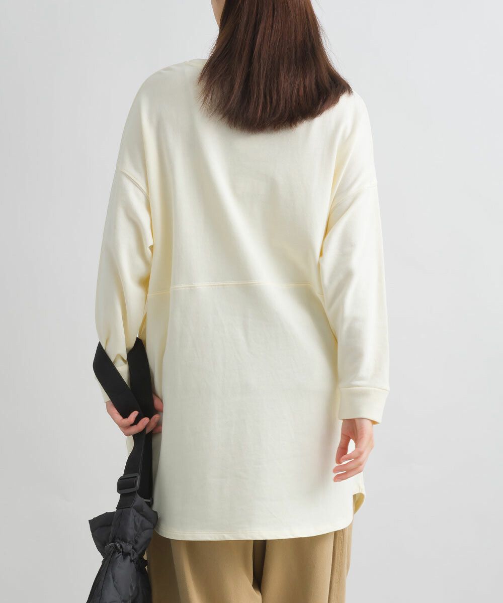 日本女裝代購 - 100%美國棉印花長版長袖上衣-淺灰