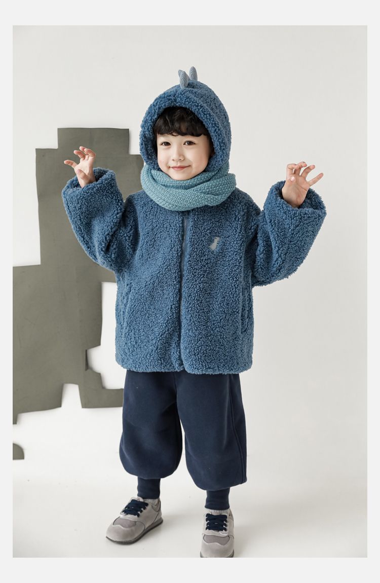 TONGMO - 羊羔絨立體造型外套-恐龍-綠色