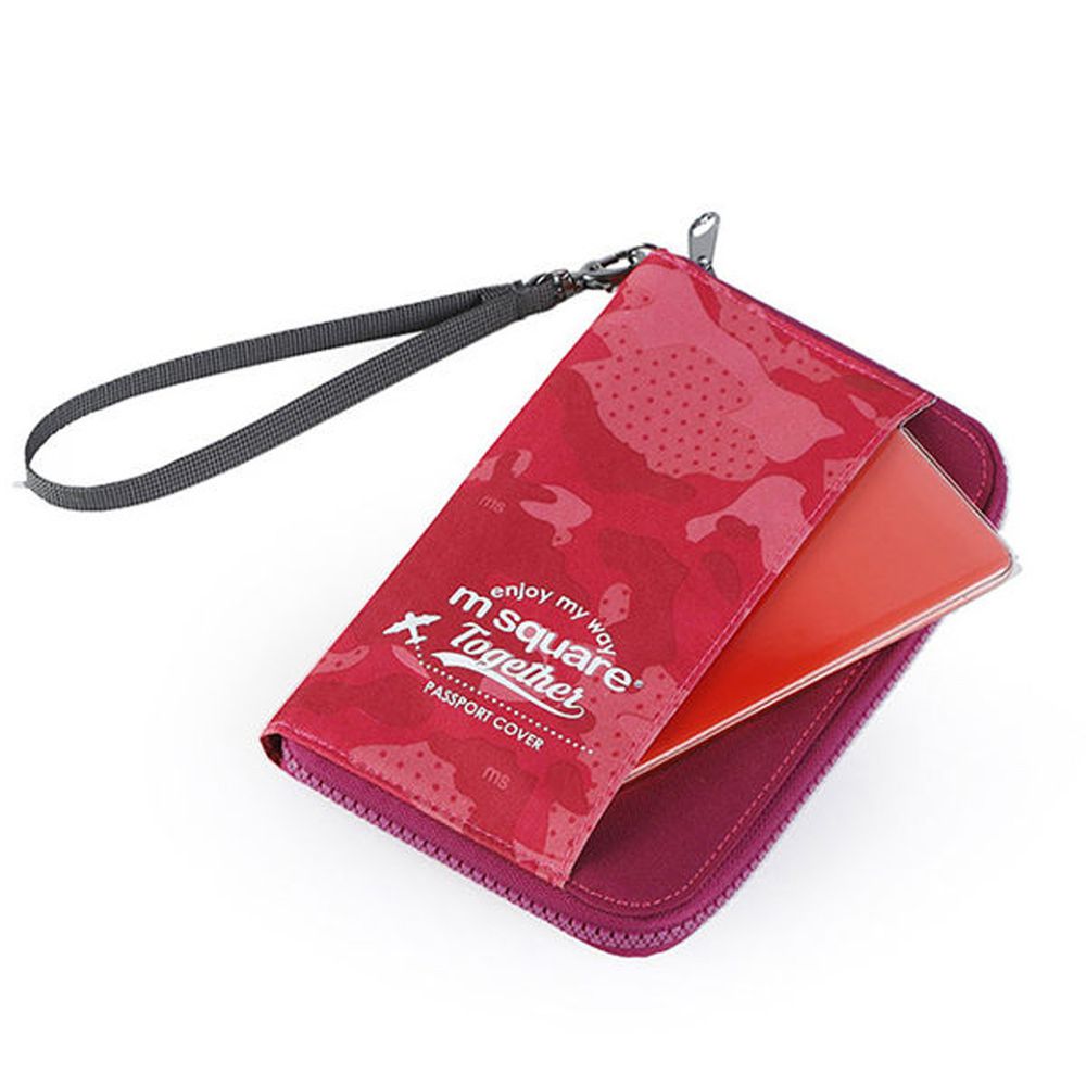 M Square - 短版手挽護照夾紀念版-迷彩粉-18.5*11.5cm