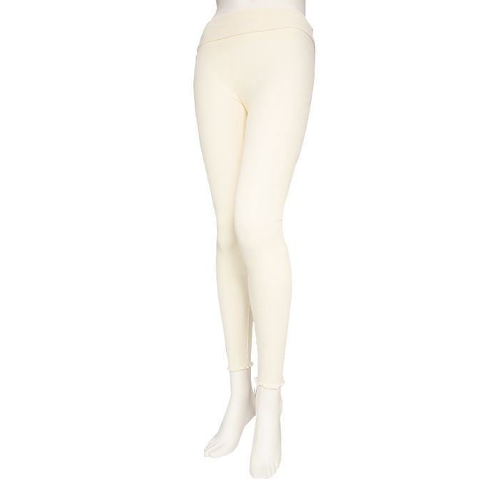 akachan honpo - 彈性羅紋內搭褲-木耳邊褲腳-米白色