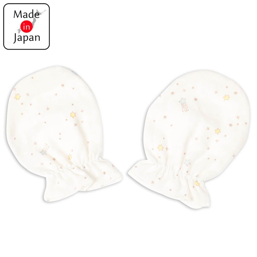 新生兒棉紗手套-流星-米白色 (50cm)-日本製