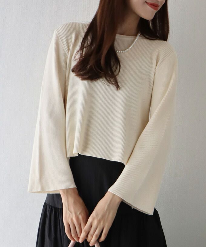 日本 BLUE EAST - 後交叉設計羅紋長袖上衣-咖啡棕