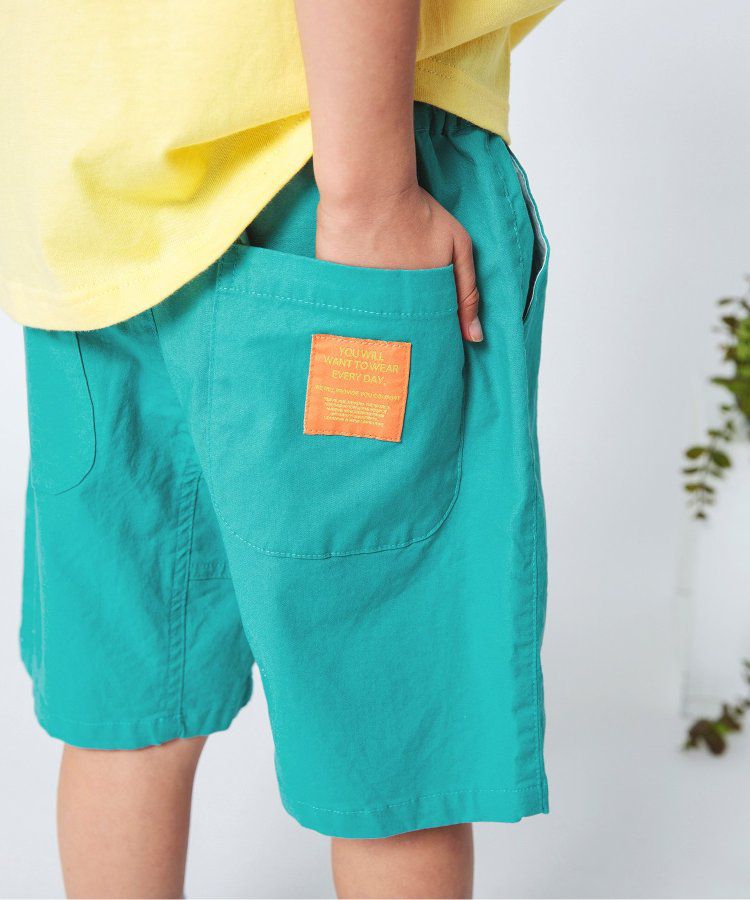 日本 BREEZE - 彩色標籤腰束口休閒短褲-軍綠