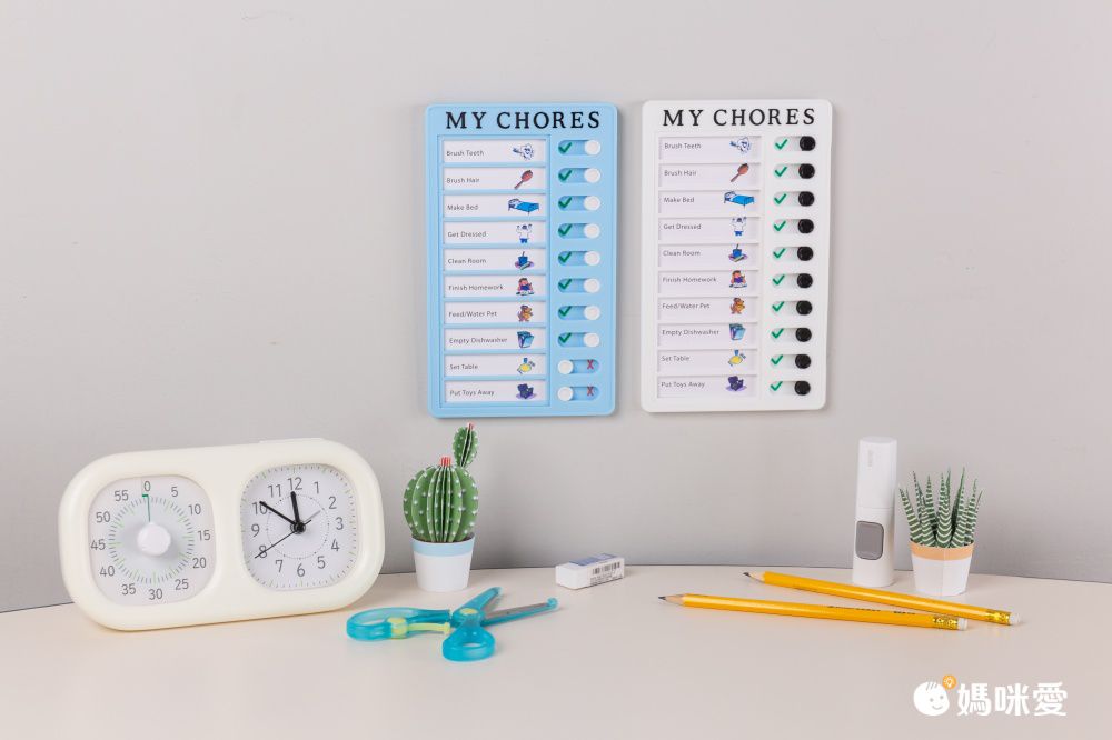 可替換式自律學習打卡板-MY CHORES-粉色 (20x12cm)-一張空白紙＋一打卡板