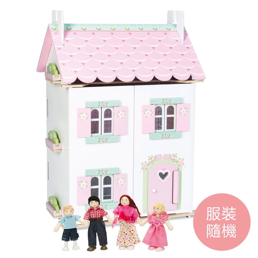 英國 Le Toy Van - 甜心渡假娃娃屋 (精品裝潢含家具)-送娃娃家族-拔拔, 麻麻與兩個小孩(服裝搭配隨機)