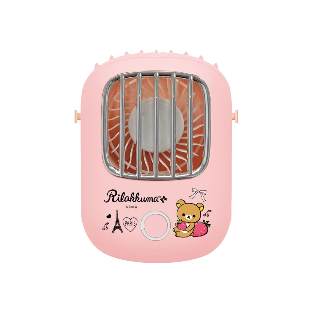Rilakkuma 上吹風扇／掛脖風扇／頸掛風扇 (正版授權/USB充電款)-草莓鐵塔(粉紅) (單入)