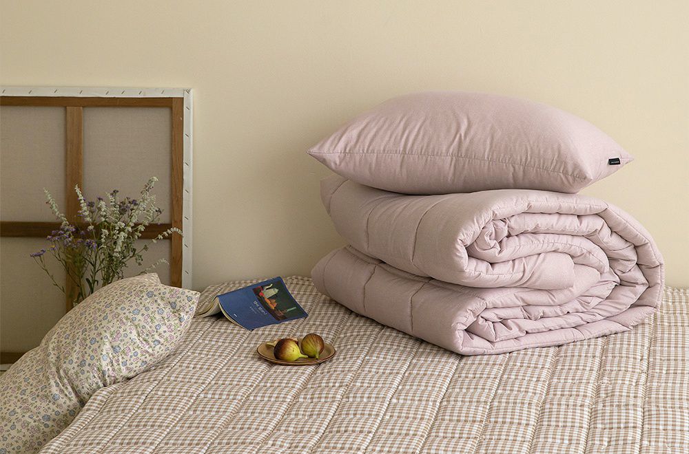 韓國 Maatila - 可水洗超細纖維桃皮感四季被-優格粉