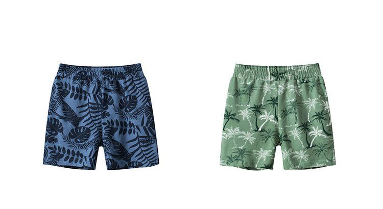 純棉腰鬆緊休閒五分褲-葉子-海軍藍