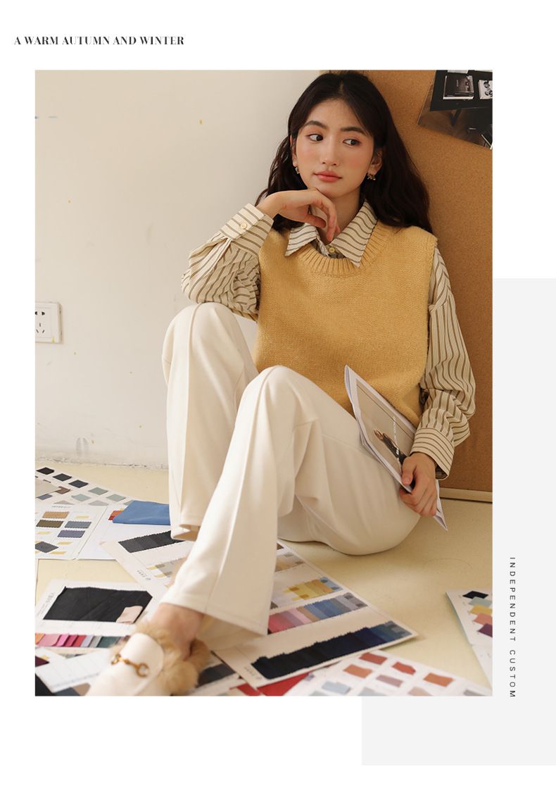 高腰直筒垂墜感闊腿長褲-灰色