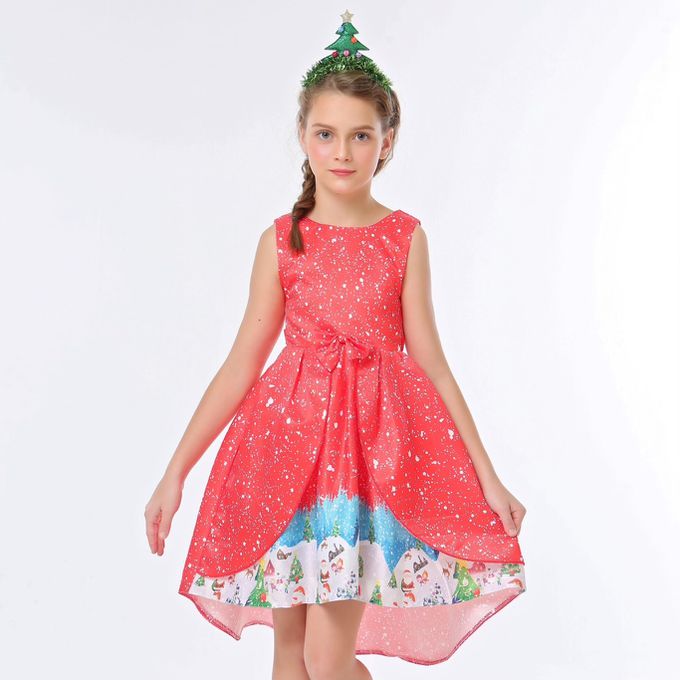 love, charlotte - 聖誕老公公雪人印花洋裝搭配頭飾組