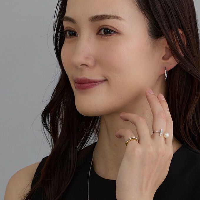 日本 Melody Accessory - [樂天No.1]高雅質感珍珠擁抱戒指-長條