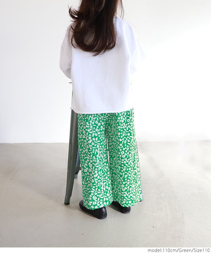 日本 COCA - 夏日假期碎花長褲-小孩-綠