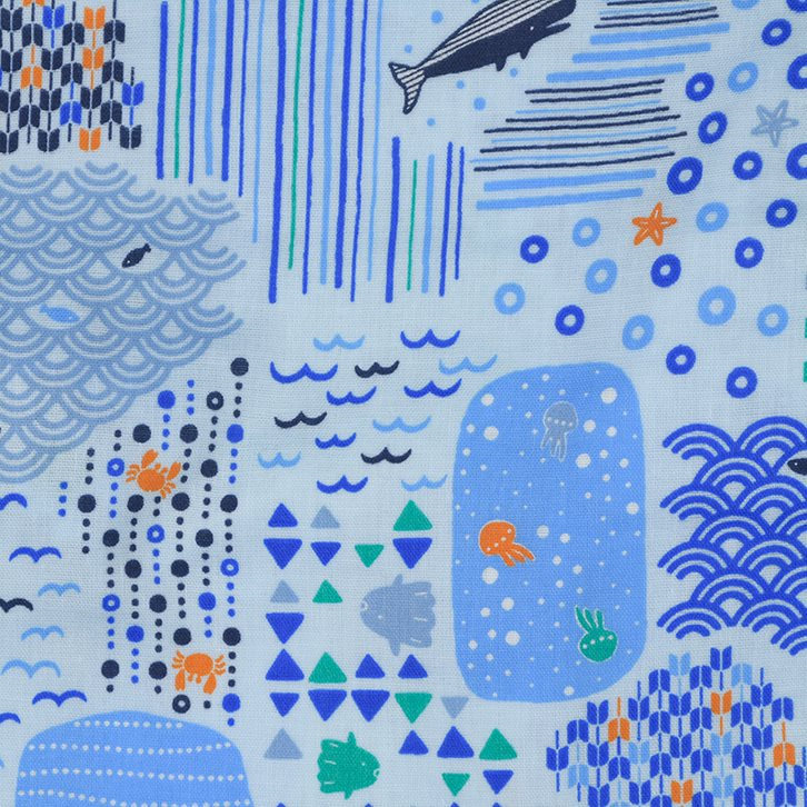 akachan honpo - 兩件式甚平-海-淺藍色