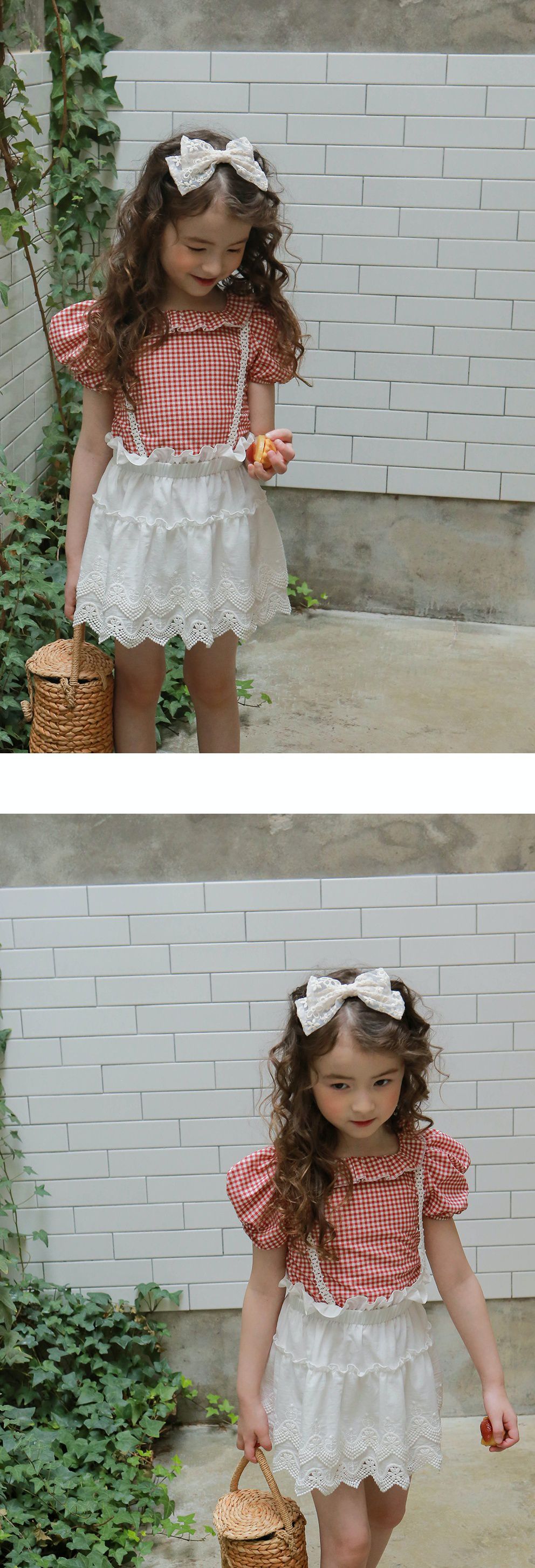 韓國 PuellaFLO - 刺繡花朵雙層蝴蝶結髮箍-鵝黃