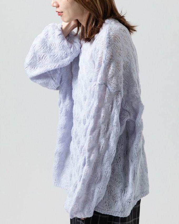 日本 gleam - 柔軟微透蓬鬆馬海毛針織上衣-軍綠