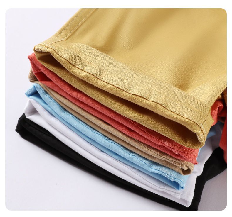 純色休閒五分褲-淺藍色