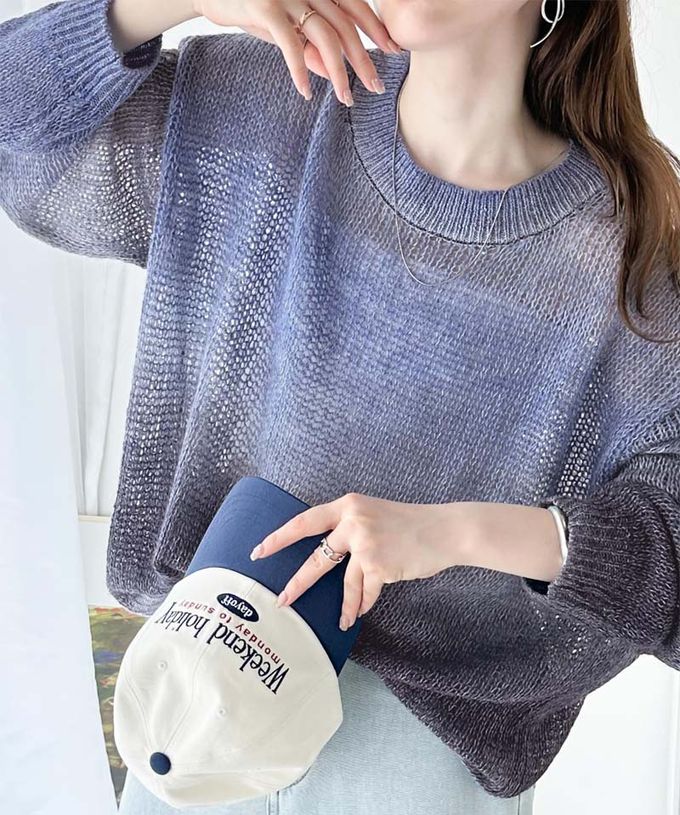 日本 Classical Elf - Java 絕美漸層寬鬆針織上衣-紫藍系