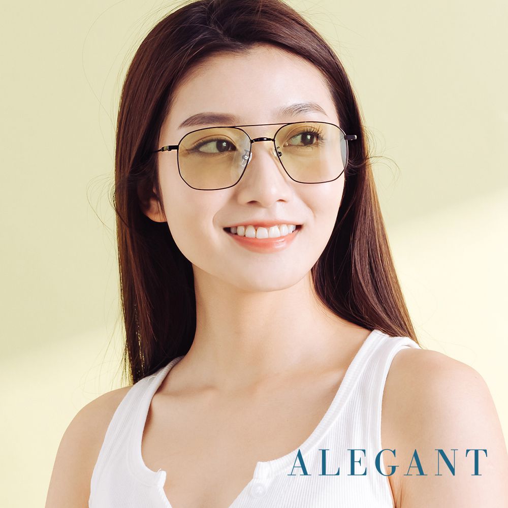 ALEGANT - 歐美復古萊姆綠漸層雙樑設計偏光飛官墨鏡│UV400太陽眼鏡