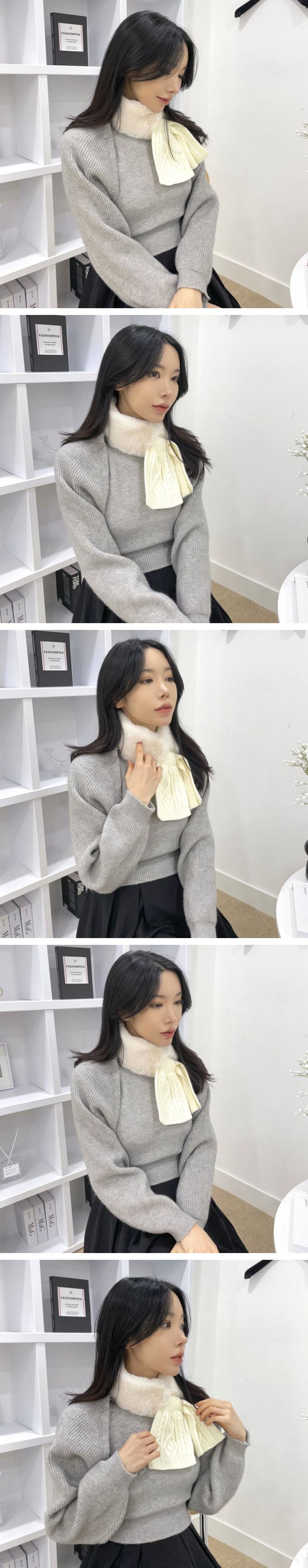 韓國 MAY - 柔軟細絨毛穿洞式圍巾-麻花款-粉